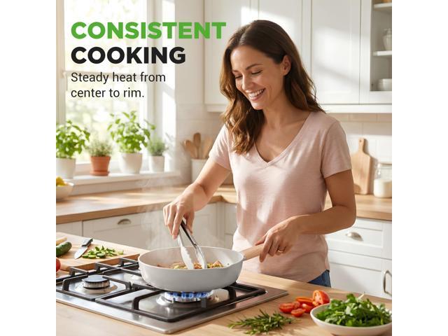 NutriChef Ceramic Cookware Set with Cooking Utensils, 14-Piece Nonstick Cookware Set with Glass Lids, Compatible with All Cooktops, Heat-Resistant...