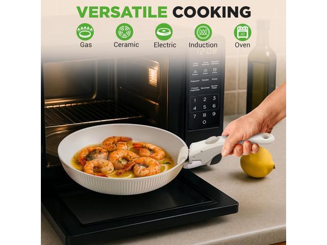 NutriChef 18-Piece Ceramic Cookware Set with Detachable Handles, Space-Saving Nonstick Pots, Pans & Lids, Oven-Safe Bowls, Stackable Storage,...