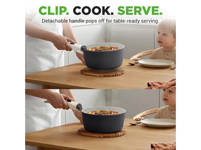 NutriChef 18-Piece Ceramic Cookware Set with Detachable Handles, Space-Saving Nonstick Pots, Pans & Lids, Oven-Safe Bowls, Stackable Storage,...