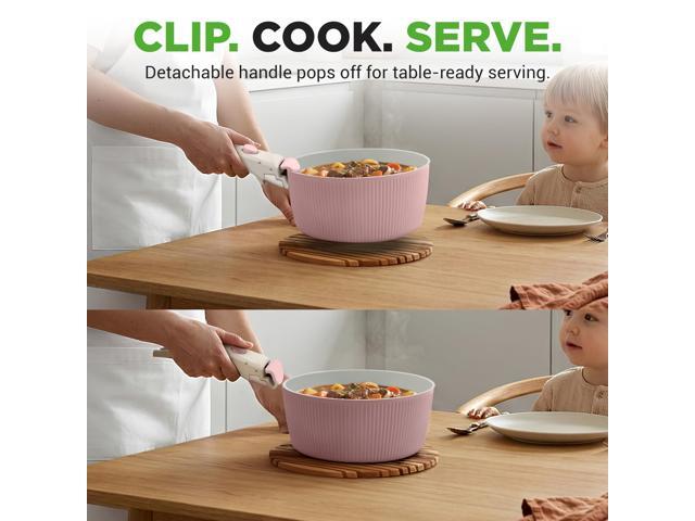 NutriChef 18-Piece Ceramic Cookware Set with Detachable Handles, Space-Saving Nonstick Pots, Pans & Lids, Oven-Safe Bowls, Stackable Storage,...