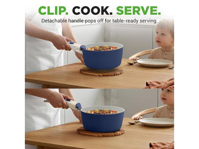 NutriChef 18-Piece Ceramic Cookware Set with Detachable Handles, Space-Saving Nonstick Pots, Pans & Lids, Oven-Safe Bowls, Stackable Storage,...