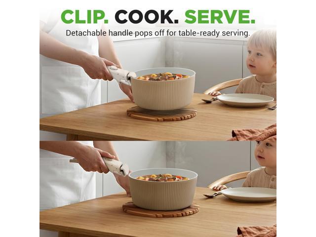 NutriChef 18-Piece Ceramic Cookware Set with Detachable Handles, Space-Saving Nonstick Pots, Pans & Lids, Oven-Safe Bowls, Stackable Storage,...