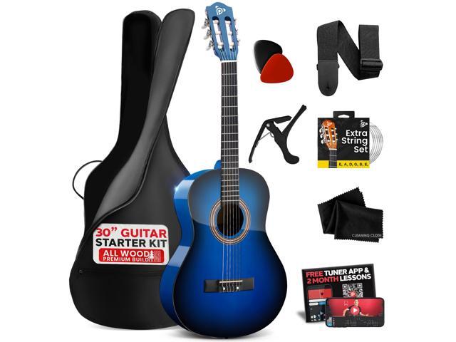 Pyle Beginner Acoustic Guitar Kit, 1/4 Junior Size All Wood Build Nylon Stringed Instrument with Capo, Strap, Extra String Set, Gig Bag, Guitars...