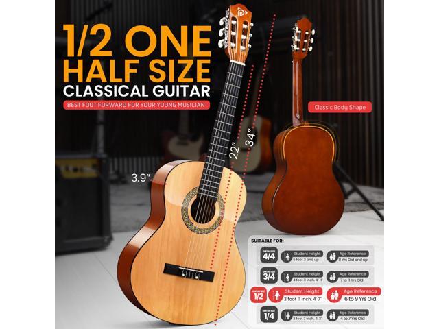 Pyle Beginner Acoustic Guitar Kit, 1/2 Junior Size All Wood Instrument with Full Accessory Kit, Picks, Shoulder Strap, Carry Case, Cleaning Cloth,...