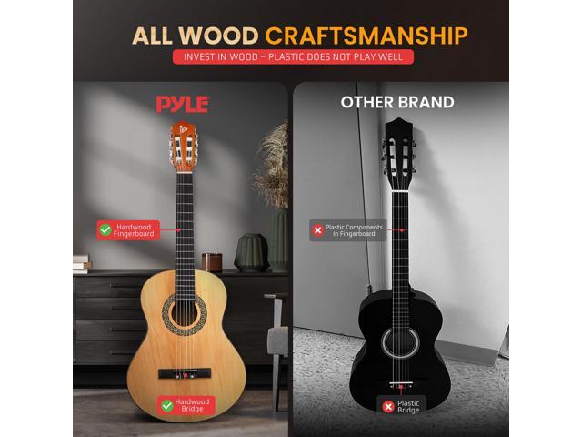 Pyle Beginner Acoustic Guitar Kit, 1/2 Junior Size All Wood Instrument with Full Accessory Kit, Picks, Shoulder Strap, Carry Case, Cleaning Cloth,...