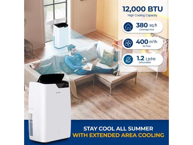 Serene Life Single Duct Portable Air Conditioner and Heater (SLACHT12W) - 12000 BTU Cooling Capacity (ASHRAE) Compact Home A/C Cooling and Heating...