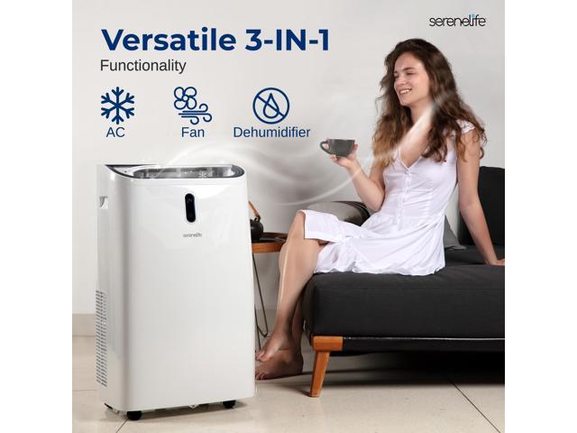 Serene Life Portable Air Conditioner - 14000 BTU Cooling Capacity (ASHRAE) Compact Home A/C Cooling Unit with Built-in Dehumidifier & Fan Modes,...