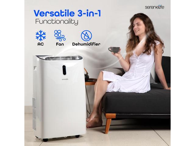 Serene Life Portable Air Conditioner - 12000 BTU Cooling Capacity (ASHRAE) Compact Home A/C Cooling Unit with Built-in Dehumidifier & Fan Modes,...