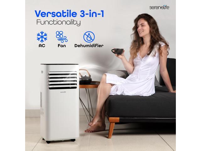 Serene Life Portable Air Conditioner - 8000 BTU Cooling Capacity (ASHRAE) Compact Home A/C Cooling Unit with Built-in Dehumidifier & Fan Modes,...