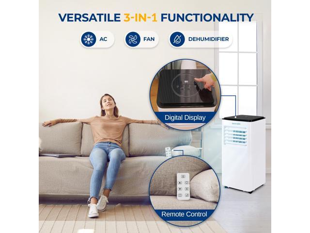 Serene Life Single Duct Portable Air Conditioner - 8000 BTU Cooling Capacity (ASHRAE) Compact Home A/C Cooling Unit with Built-in Dehumidifier &...