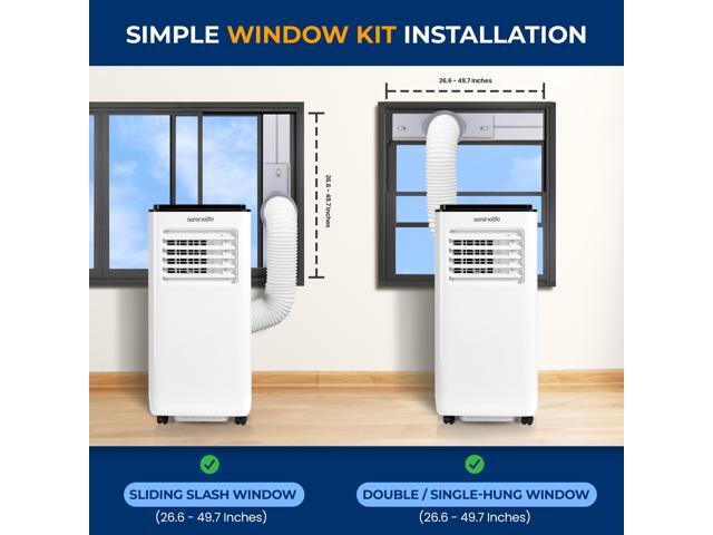 Serene Life Single Duct Portable Air Conditioner - 8000 BTU Cooling Capacity (ASHRAE) Compact Home A/C Cooling Unit with Built-in Dehumidifier &...