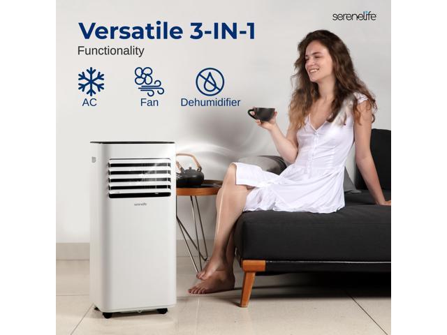 Serene Life Portable Air Conditioner - 10000 BTU Cooling Capacity (ASHRAE) Compact Home A/C Cooling Unit with Built-in Dehumidifier & Fan Modes,...