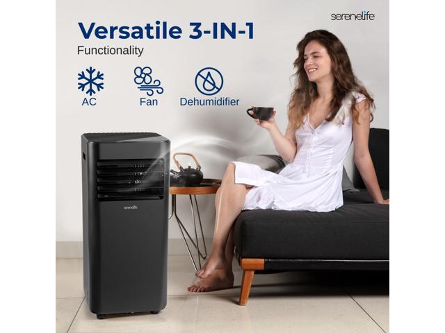 Serene Life Portable Air Conditioner - 8000 BTU Cooling Capacity (ASHRAE) Compact Home A/C Cooling Unit with Built-in Dehumidifier & Fan Modes,...