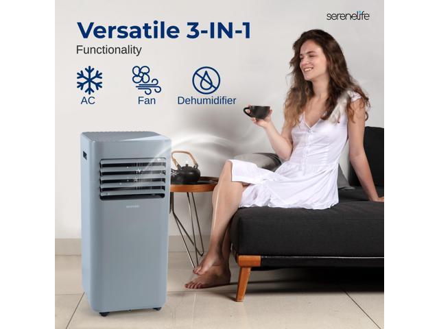 Serene Life Portable Air Conditioner - 8000 BTU Cooling Capacity (ASHRAE) Compact Home A/C Cooling Unit with Built-in Dehumidifier & Fan Modes,...