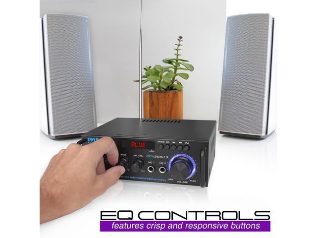 Pyle Wireless BT Stereo Power Amplifier - Blue Series Compact and Audio Streaming Amp with RCA & Speaker Terminals
