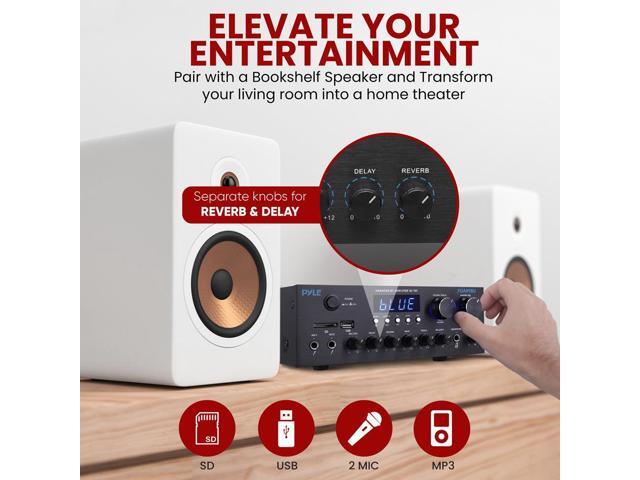 Pyle 300W Wireless BT Home Amplifier - Multi-Channel Audio Receiver with HDMI, USB, FM - PDA99BU