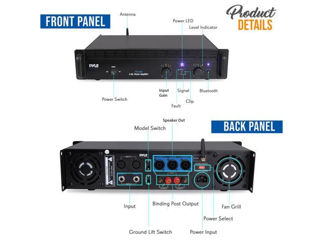 Pyle 2-Ch. Bluetooth Pro Audio Amplifier - 1000W Rack Mountable Bridgeable Sound Amplifier - PTA1000