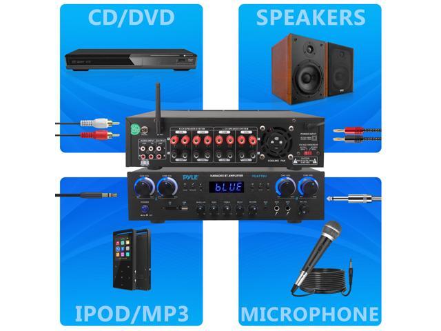 Pyle Compact Home Theater Amplifier Stereo Receiver - Bluetooth, USB, SD, FM Radio, 800W Max PDA77BU