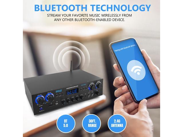 Pyle Compact Home Theater Amplifier Stereo Receiver - Bluetooth, USB, SD, FM Radio, 800W Max PDA77BU