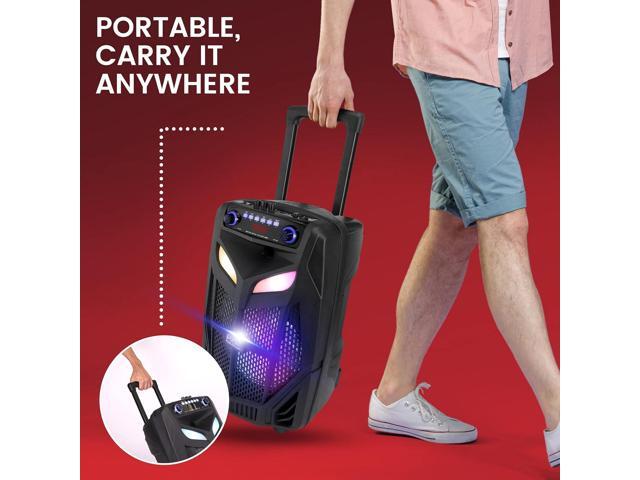 Pyle 12 Bluetooth Portable PA Speaker - Rechargeable Party System with Wireless Microphone, LED Lights, USB/FM Radio - 800W MAX