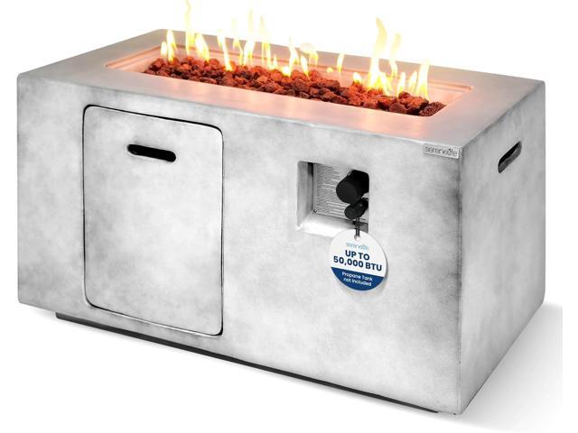 SereneLife Propane Gas Fire Pit Table - 50,000 BTU with Cover for Outdoor Use - SLNFCNY78