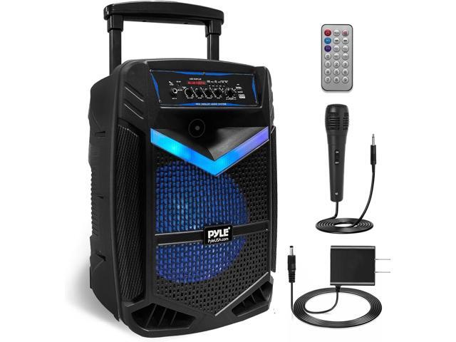 Pyle 15 Portable Bluetooth PA Speaker - 1200W Max, Rechargeable Battery, Party Lights, Black