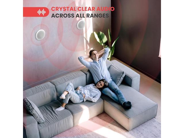 8 High Performance In-Wall / In-Ceiling Speakers, Dual 2-Way Stereo Speaker System, Pair (300 Watt)