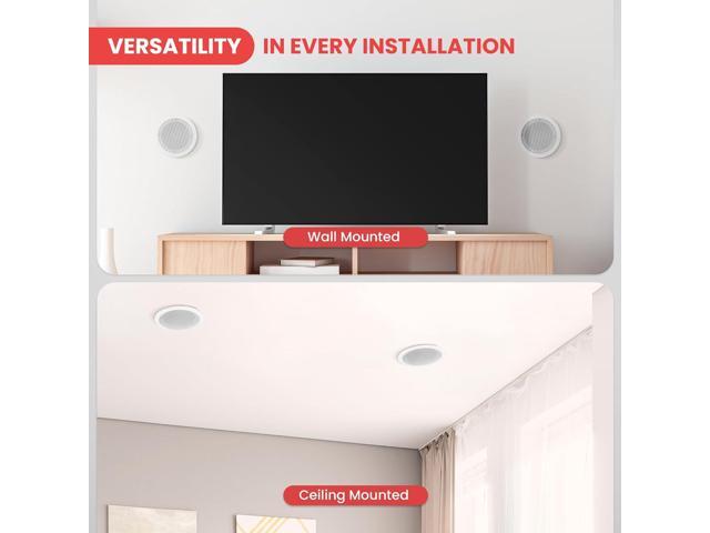 8 High Performance In-Wall / In-Ceiling Speakers, Dual 2-Way Stereo Speaker System, Pair (300 Watt)