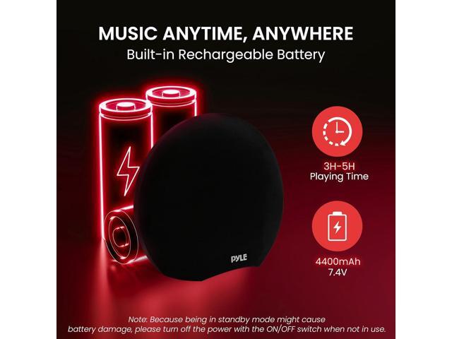 Pyle Dual 3' Portable Bluetooth Waterproof Speaker with Wired Microphone & Rechargeable Battery - Black (PNX8BK)