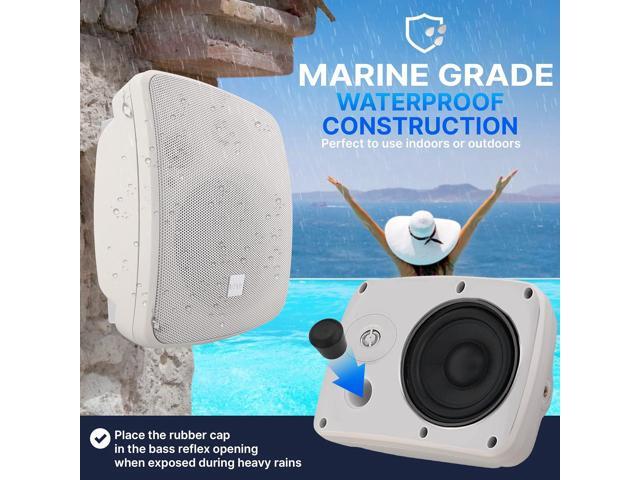 Pyle 3.5' Waterproof On-Wall Patio Commercial Speaker, 2-Way Full-Range Stereo Sound with 70V Transformer - White (PDWR445TW)
