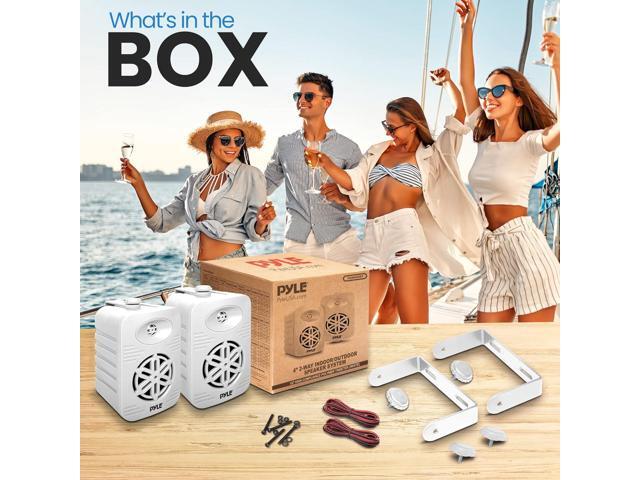Pyle 4' 2-Way Indoor/Outdoor Speaker System with 1/2' Polymer Tweeter & Waterproof Design - White (PDWR45WT)