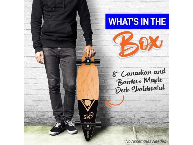 SereneLife 8'' Canadian Maple Deck Skateboard - Mini Cruiser for Kids, Teens, and Adults (Black)