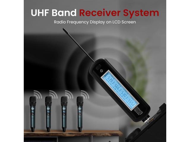 Pyle UHF Quad Channel Wireless Microphone System - Includes (4) Handheld Microphones (Green)