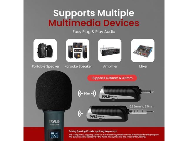 Pyle UHF Quad Channel Wireless Microphone System - Includes (4) Handheld Microphones (Green)