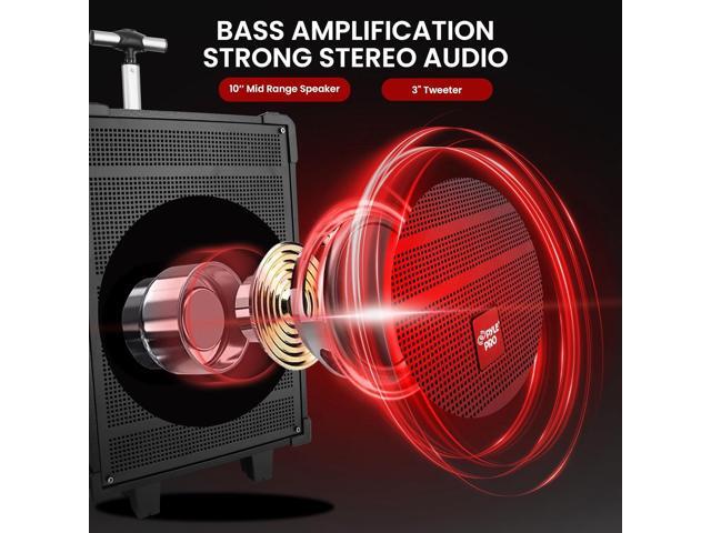 Pyle 10' Portable Wireless Bluetooth PA Speaker System with Microphones - PWMA1099A, 600W