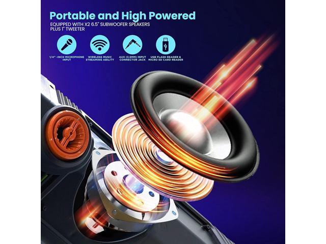 Pyle Dual 6.5' Portable Bluetooth PA Speaker System with LED Lights - PPHP2694B, 300W