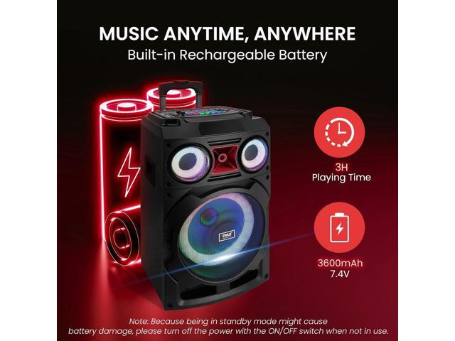 Pyle 10' Portable Wireless Bluetooth Speaker System with TWS and LED Lights - PHP210DJT, 800W