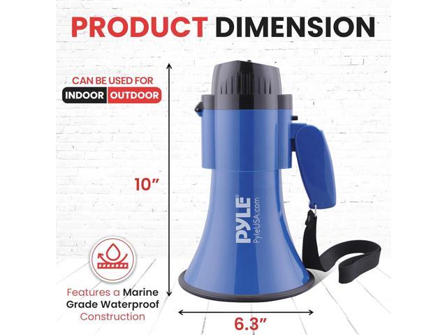 Pyle Compact Portable Megaphone Speaker with Siren Alarm - Blue PMP31BL