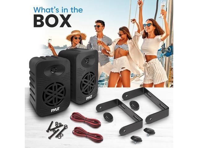 Pyle 4 2-Way Indoor/Outdoor Speaker System, 1/2 High Compliance Polymer Tweeter, Waterproof, Black (PDWR45BK)