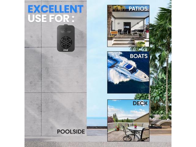 Pyle 4 2-Way Indoor/Outdoor Speaker System, 1/2 High Compliance Polymer Tweeter, Waterproof, Black (PDWR45BK)