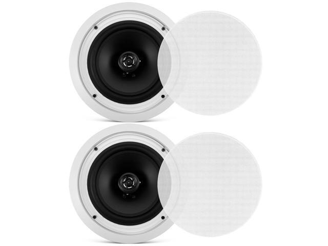 Pyle 8' Home In-Wall / In-Ceiling Dual Speaker System with 70V Transformer and 2-Way Flush Mount, White, SKU PDIC80T