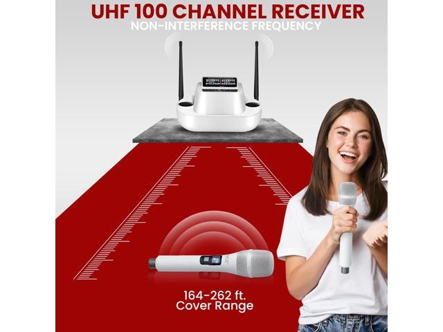 Pyle UHF Wireless Microphone System - Includes (2) USB Rechargeable Battery Handheld Mics, Fixed Frequency, SKU PDWM3100