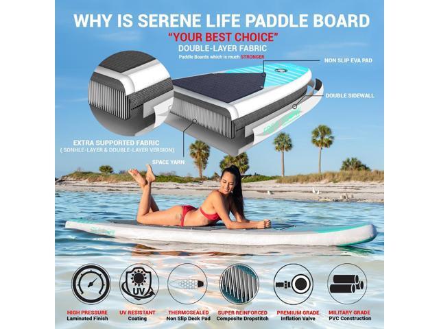 SereneLife Free-Flow Inflatable Stand-Up Paddle Board (SUP) - 10.5 with Accessories, SLSUPB105