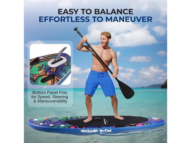 SereneLife Rising Flow Inflatable Stand-Up Paddle Board (SUP) - 106 with Waterproof Mobile Phone Case & Accessories, SLSUPB636