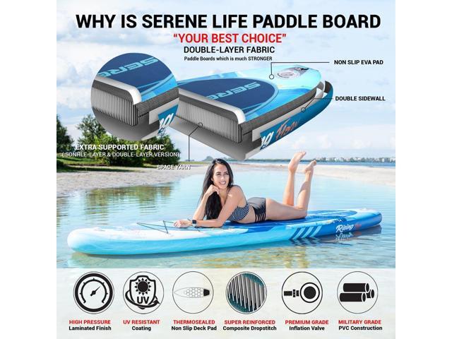 SereneLife 10'6' Inflatable Stand-Up Paddle Board SUP - Blue (SLSUPB518)