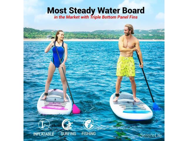 SereneLife 10.5' Free-Flow Inflatable Stand-Up Paddle Board - Blue (SLSUPB145)