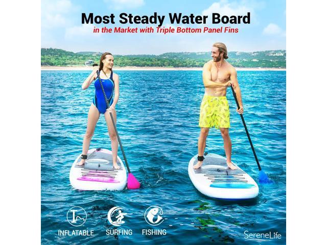 SereneLife 10.5' Free-Flow Inflatable Stand-Up Paddle Board - Blue (SLSUPB125)