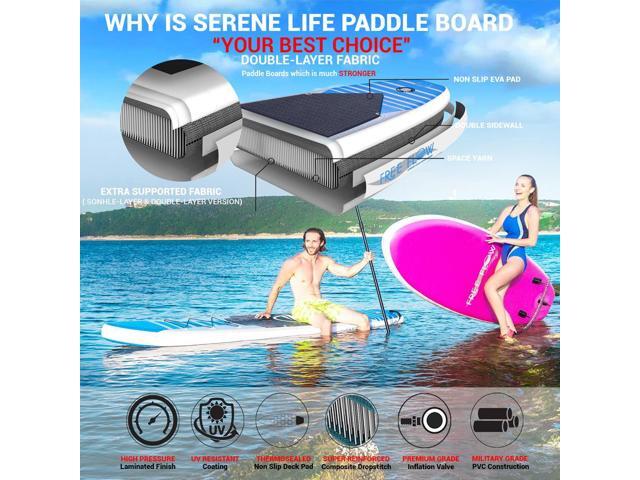 SereneLife 10.5' Free-Flow Inflatable Stand-Up Paddle Board - Blue (SLSUPB125)