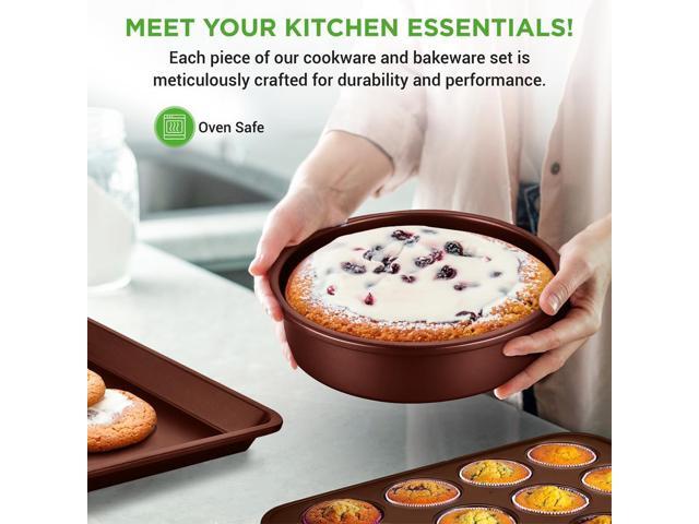 NutriChef 20-Piece Non-Stick Kitchenware Pots & Pans Set Cookware Set with Lids & Utensils (NCCW20SBR)