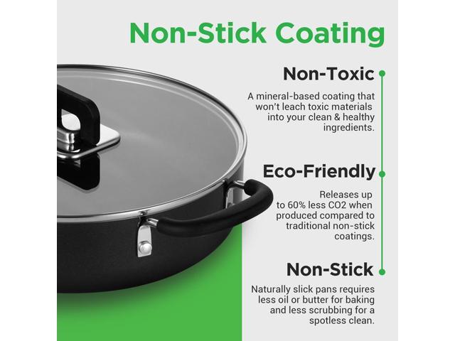 NutriChef 17-Piece Stackable Non-Stick Kitchenware Cookware Set Black (NCCWSTKBLK)